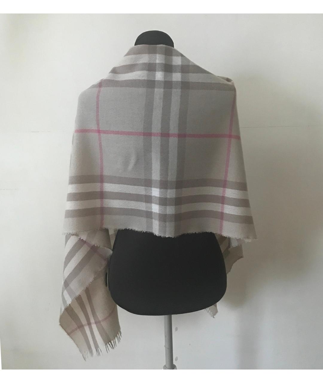 BURBERRY Бежевый шерстяной шарф, фото 6