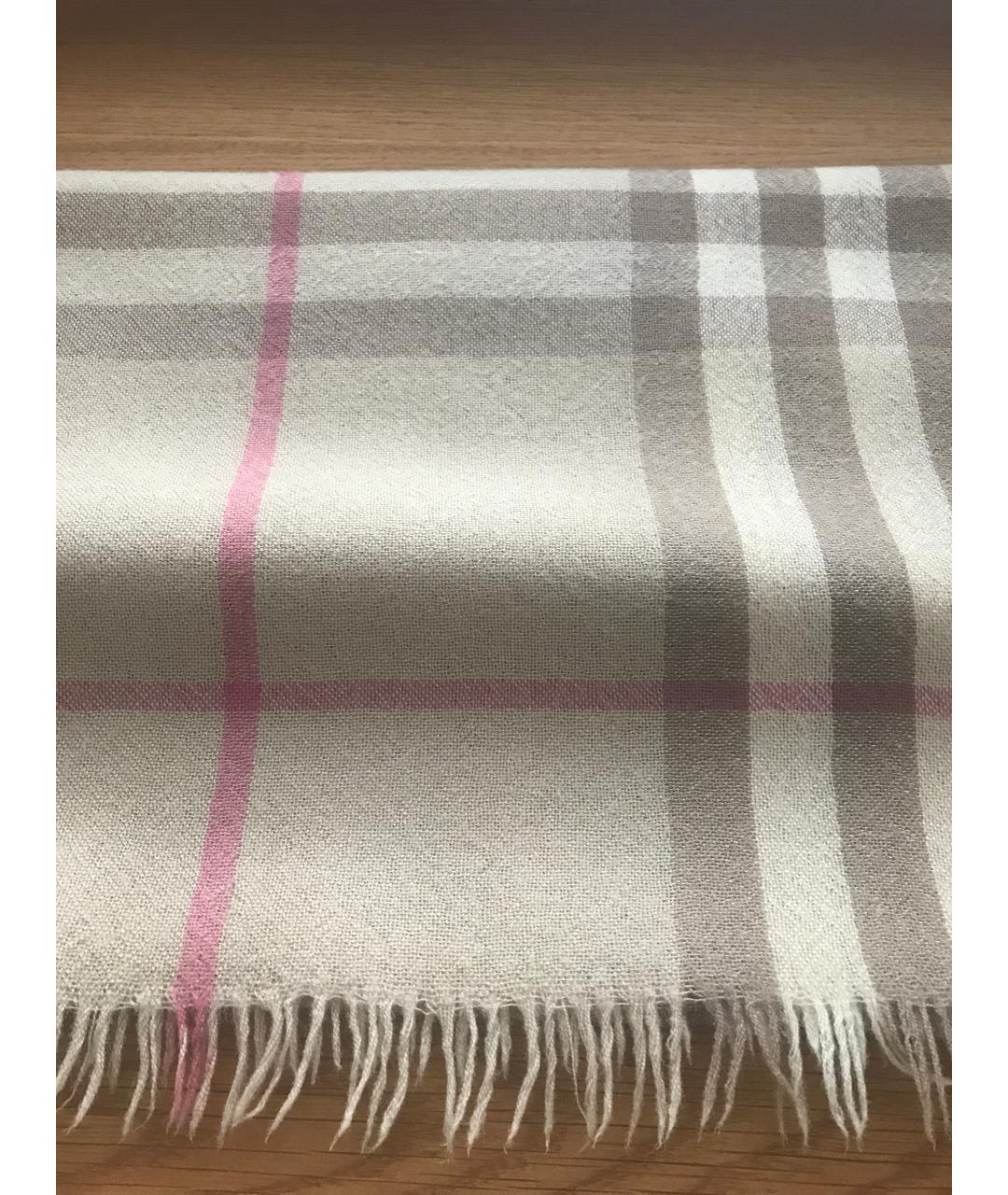 BURBERRY Бежевый шерстяной шарф, фото 2