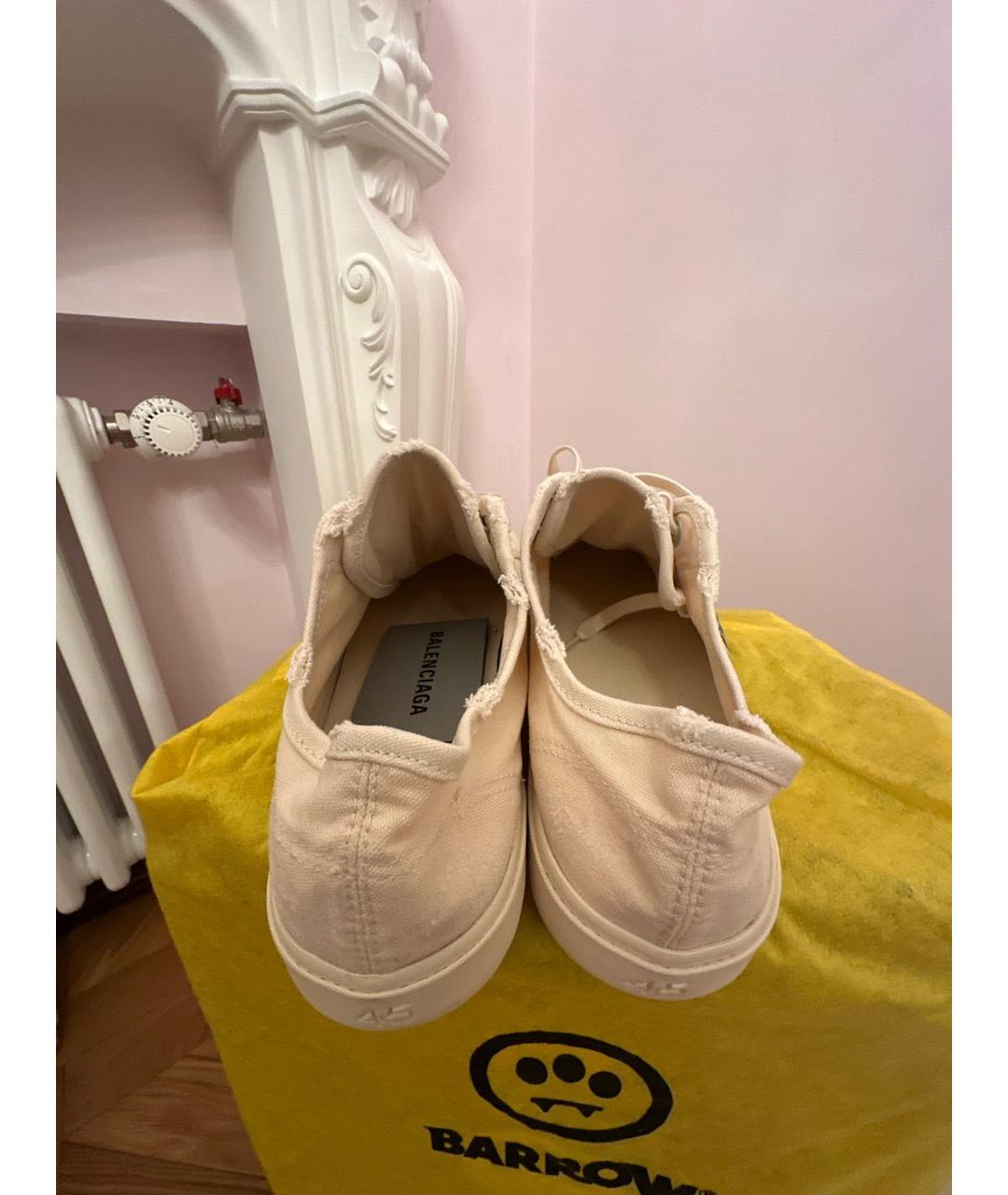 BALENCIAGA Бежевые текстильные низкие кроссовки / кеды, фото 4