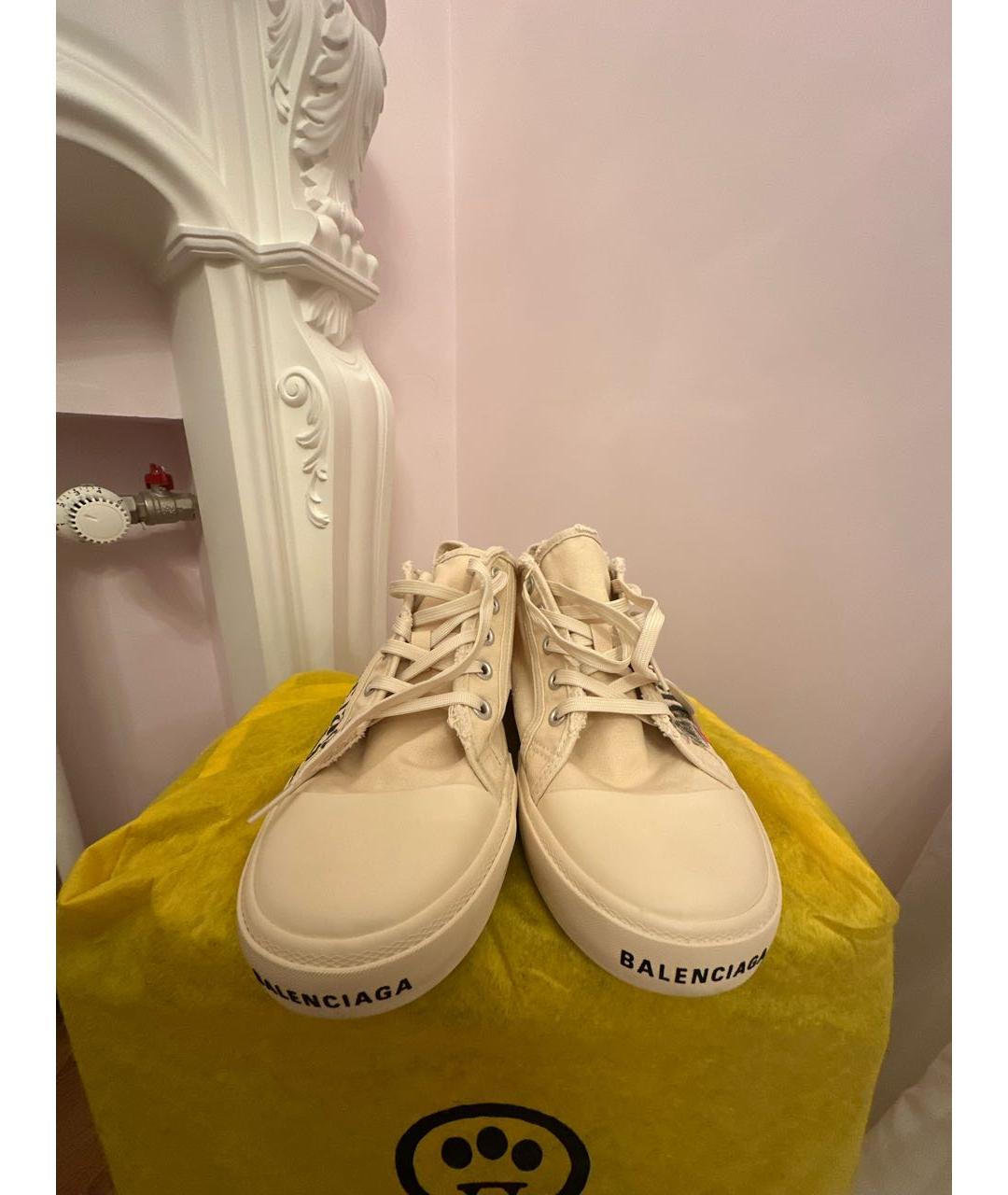 BALENCIAGA Бежевые текстильные низкие кроссовки / кеды, фото 5