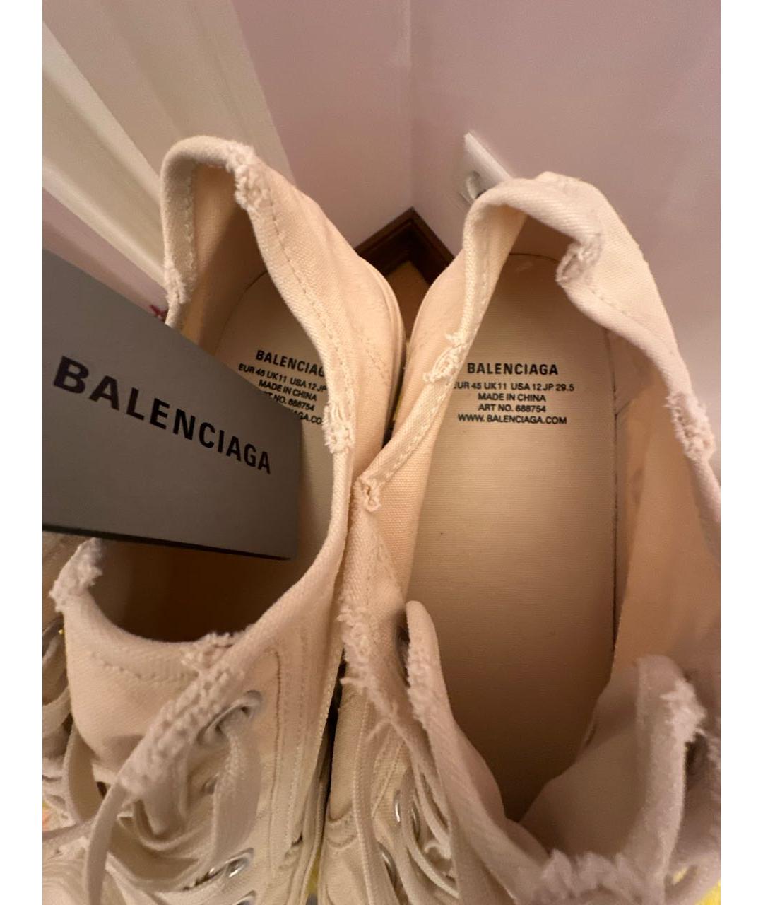 BALENCIAGA Бежевые текстильные низкие кроссовки / кеды, фото 8