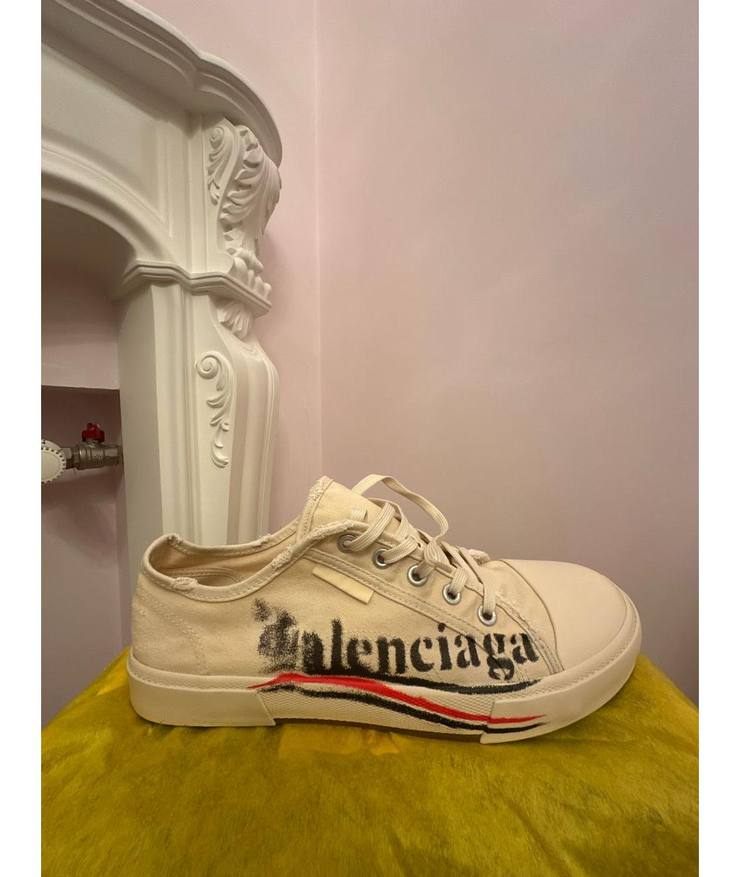 BALENCIAGA Бежевые текстильные низкие кроссовки / кеды, фото 9