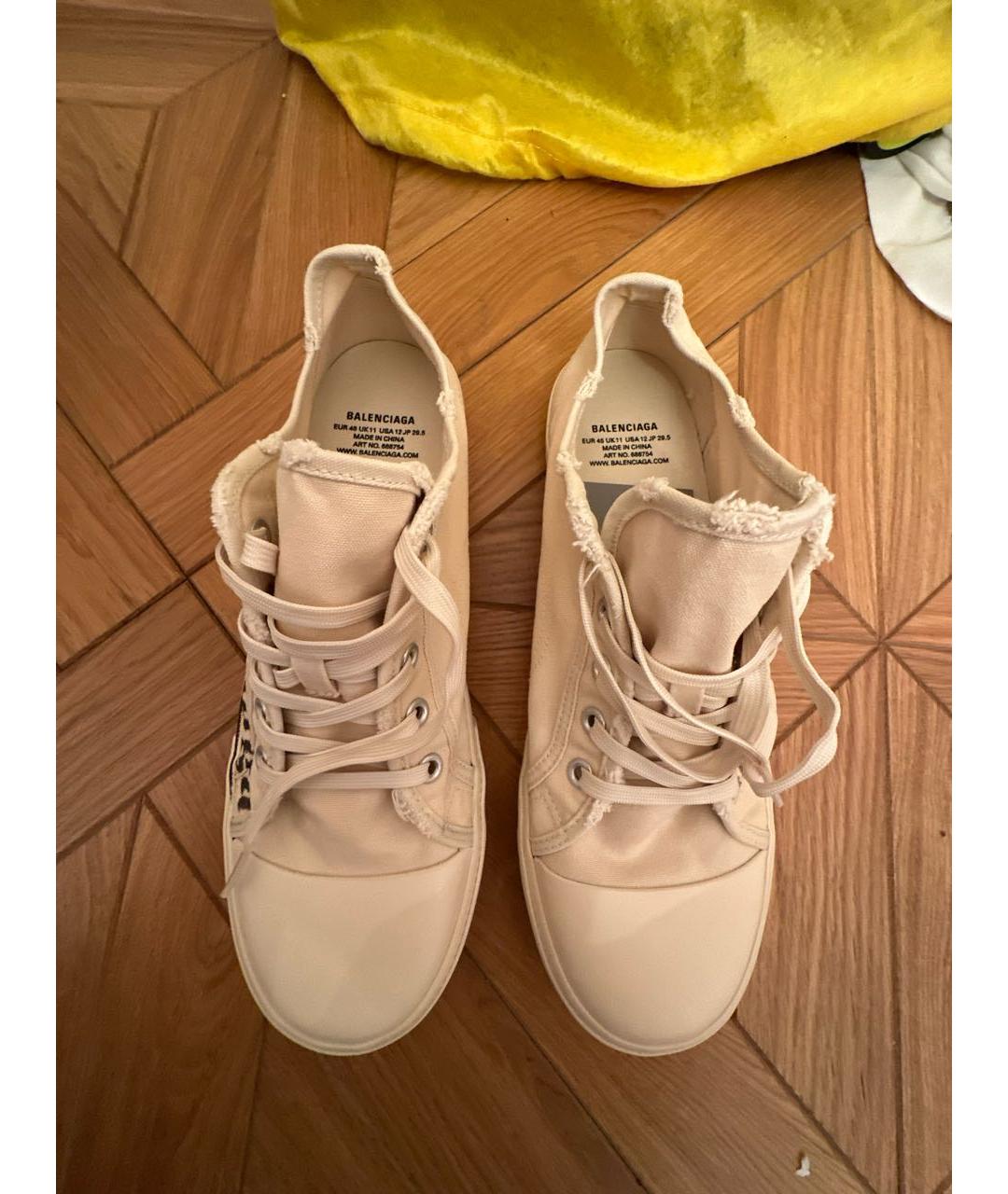 BALENCIAGA Бежевые текстильные низкие кроссовки / кеды, фото 2