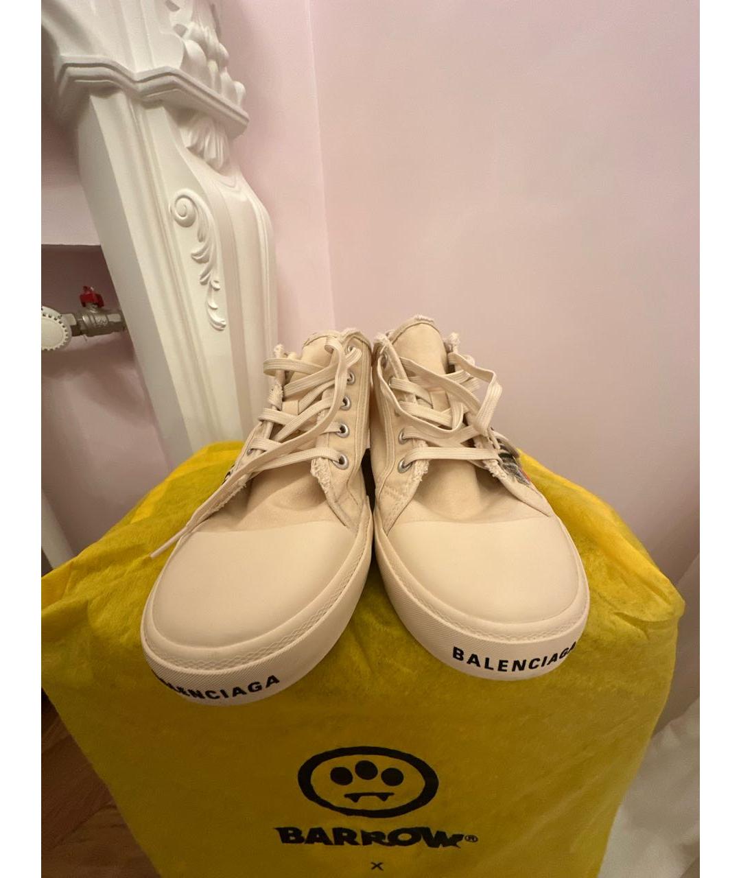 BALENCIAGA Бежевые текстильные низкие кроссовки / кеды, фото 6