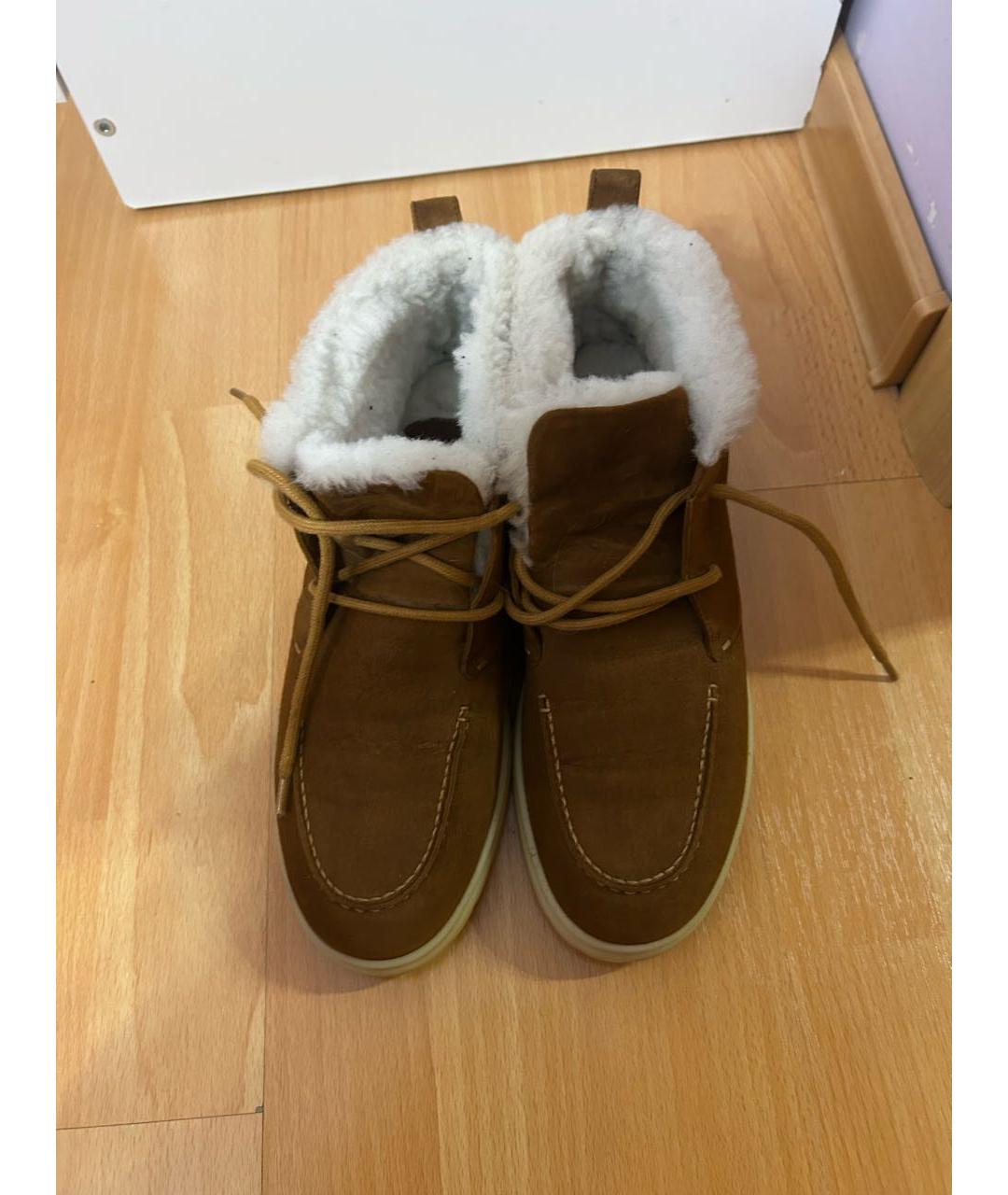 LORO PIANA Коричневые замшевые ботинки, фото 2