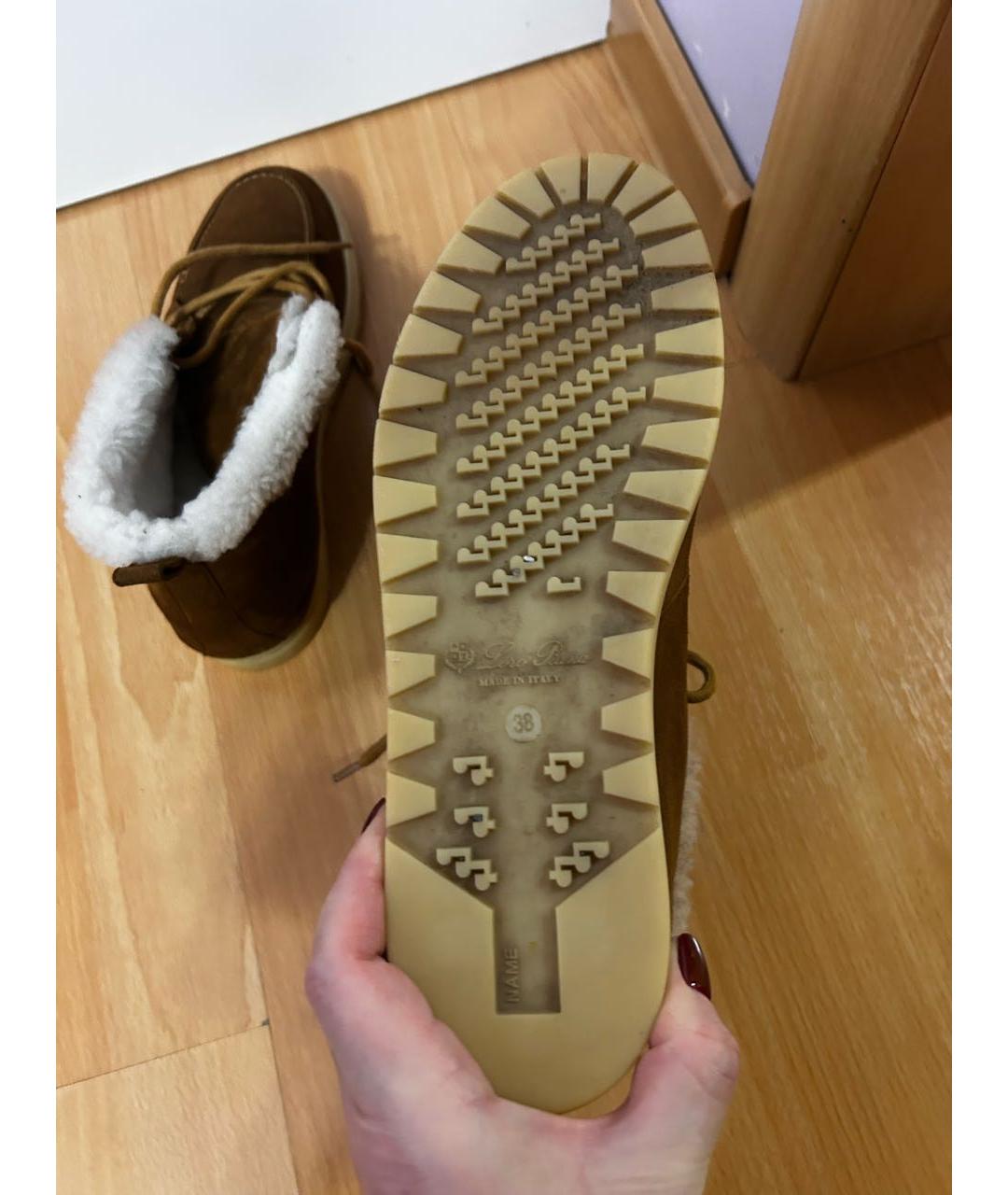 LORO PIANA Коричневые замшевые ботинки, фото 6