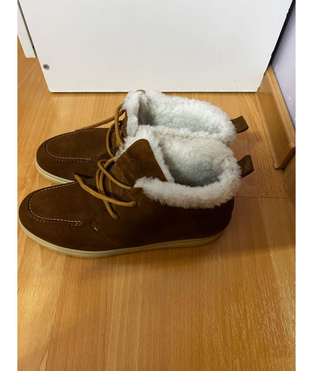 LORO PIANA Коричневые замшевые ботинки, фото 8