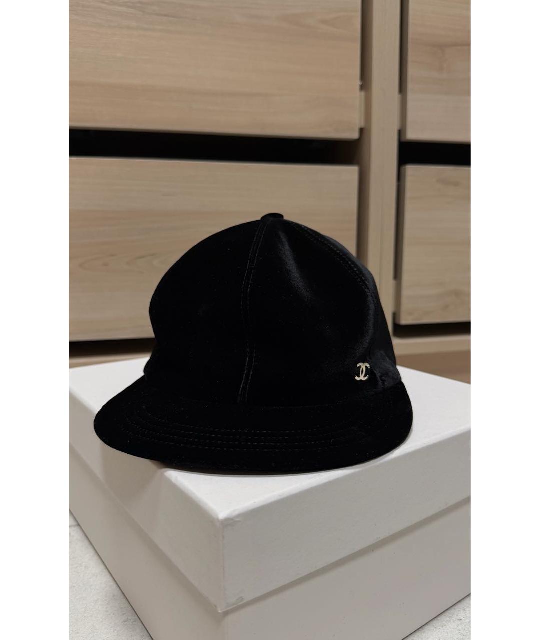 CHANEL Черная бархатная кепка, фото 2