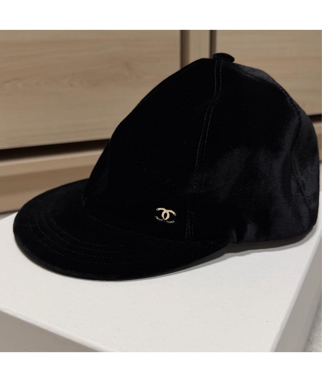 CHANEL Черная бархатная кепка, фото 3