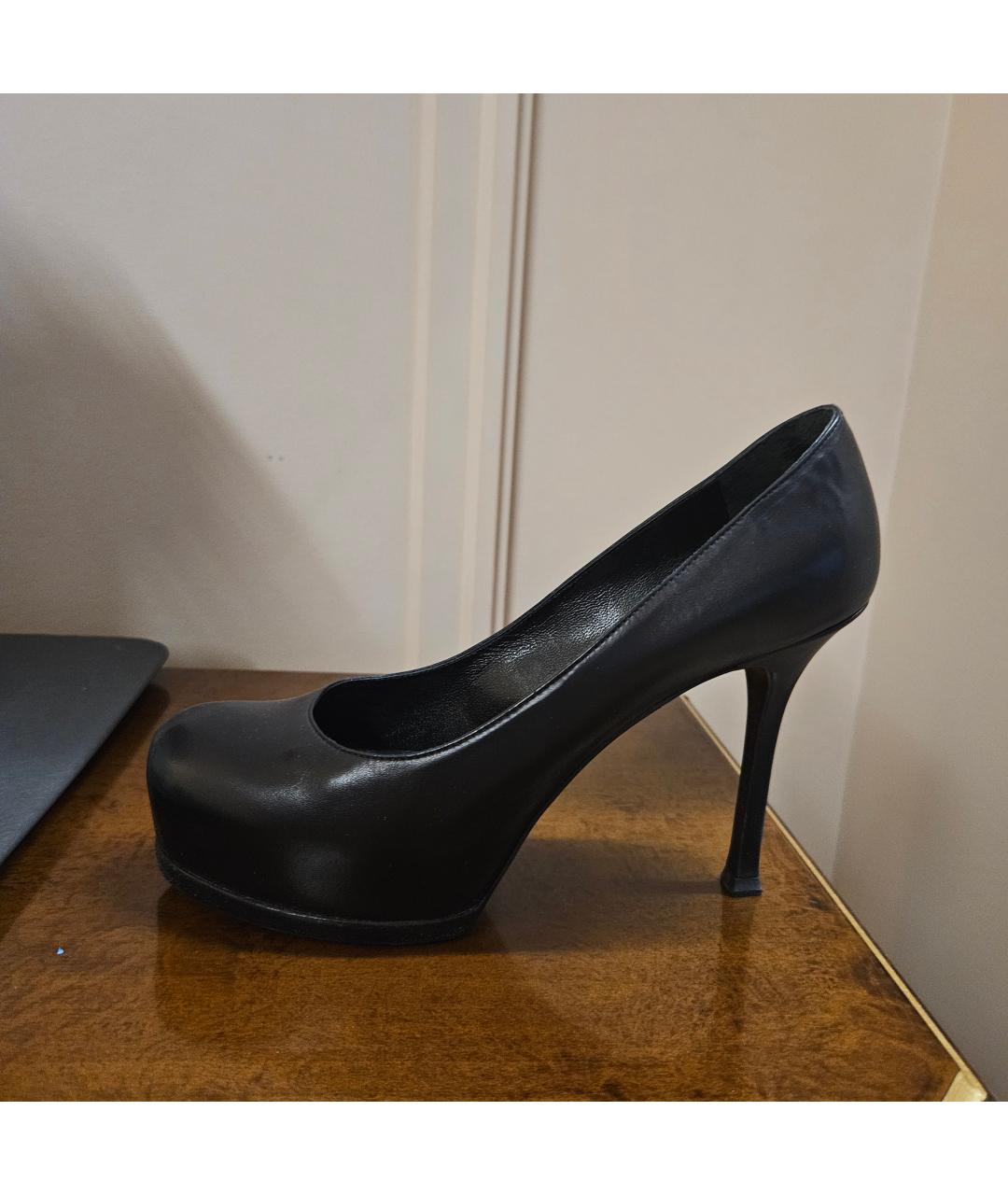 SAINT LAURENT Черные кожаные туфли, фото 3