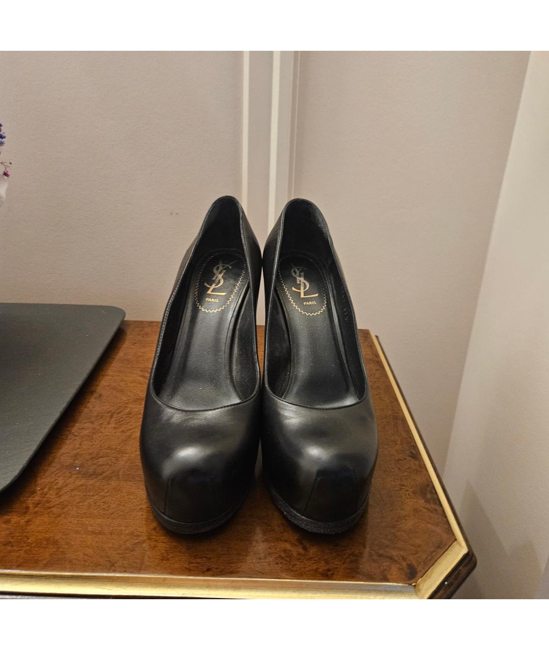 SAINT LAURENT Черные кожаные туфли, фото 2