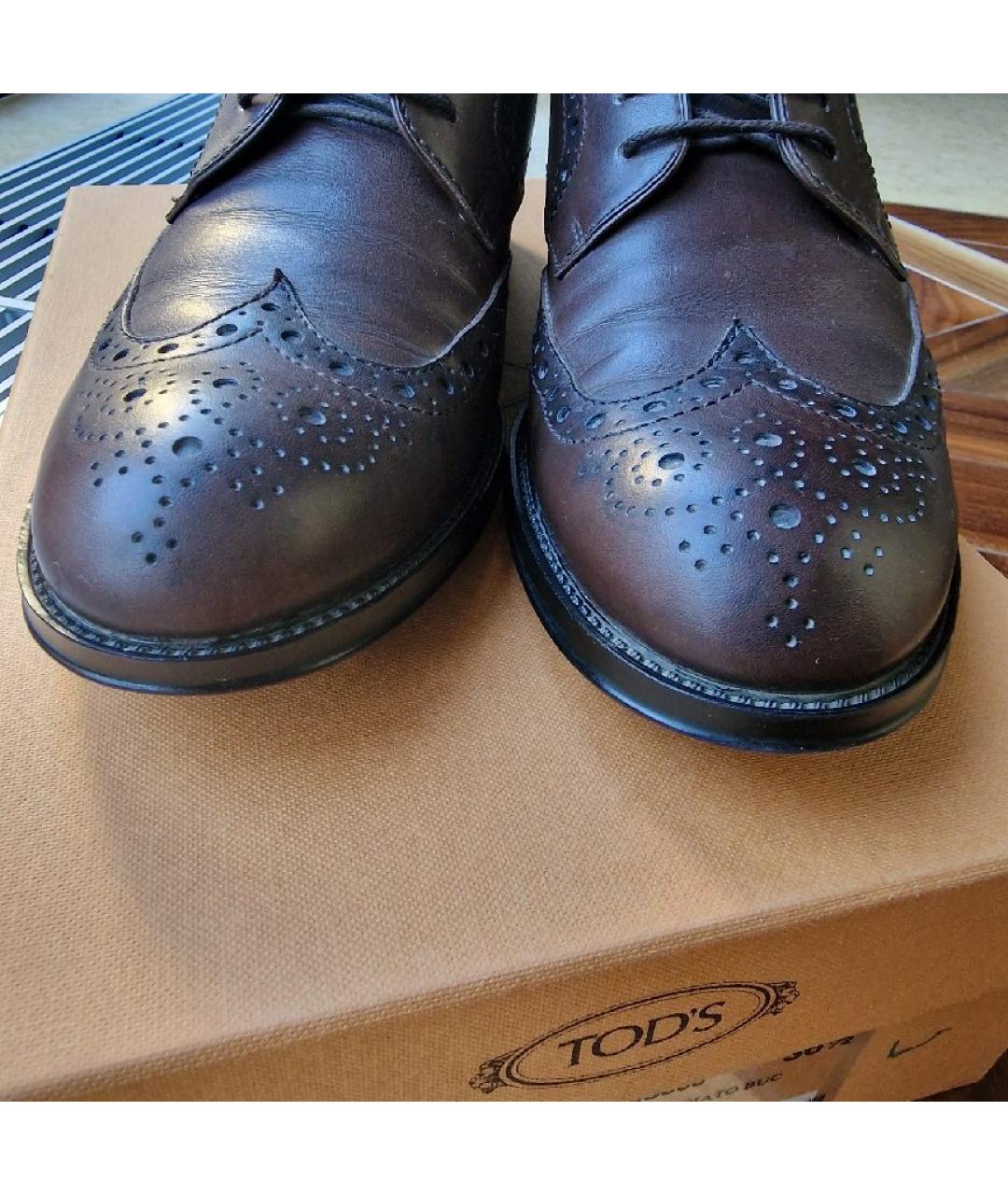 TOD'S Коричневые кожаные брогги и оксфорды, фото 3