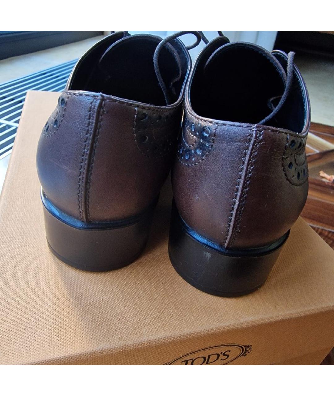 TOD'S Коричневые кожаные брогги и оксфорды, фото 4