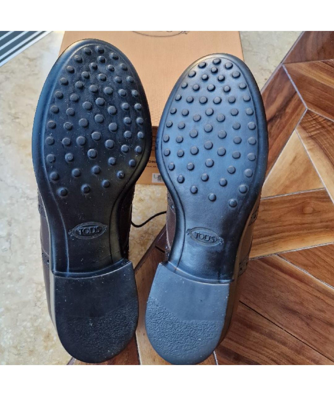 TOD'S Коричневые кожаные брогги и оксфорды, фото 6