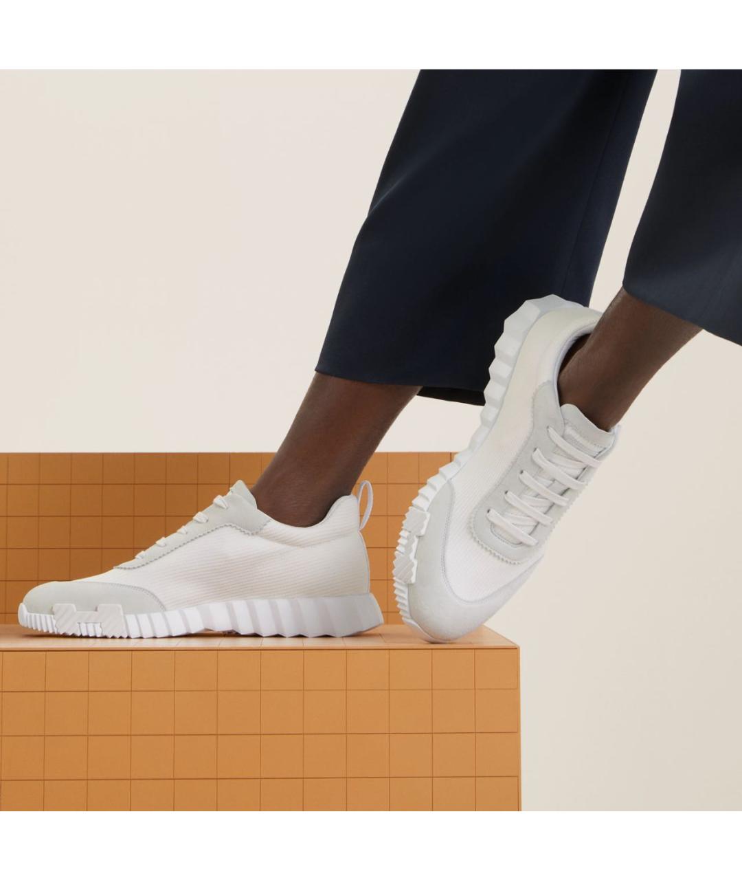 HERMES Белые текстильные низкие кроссовки / кеды, фото 2