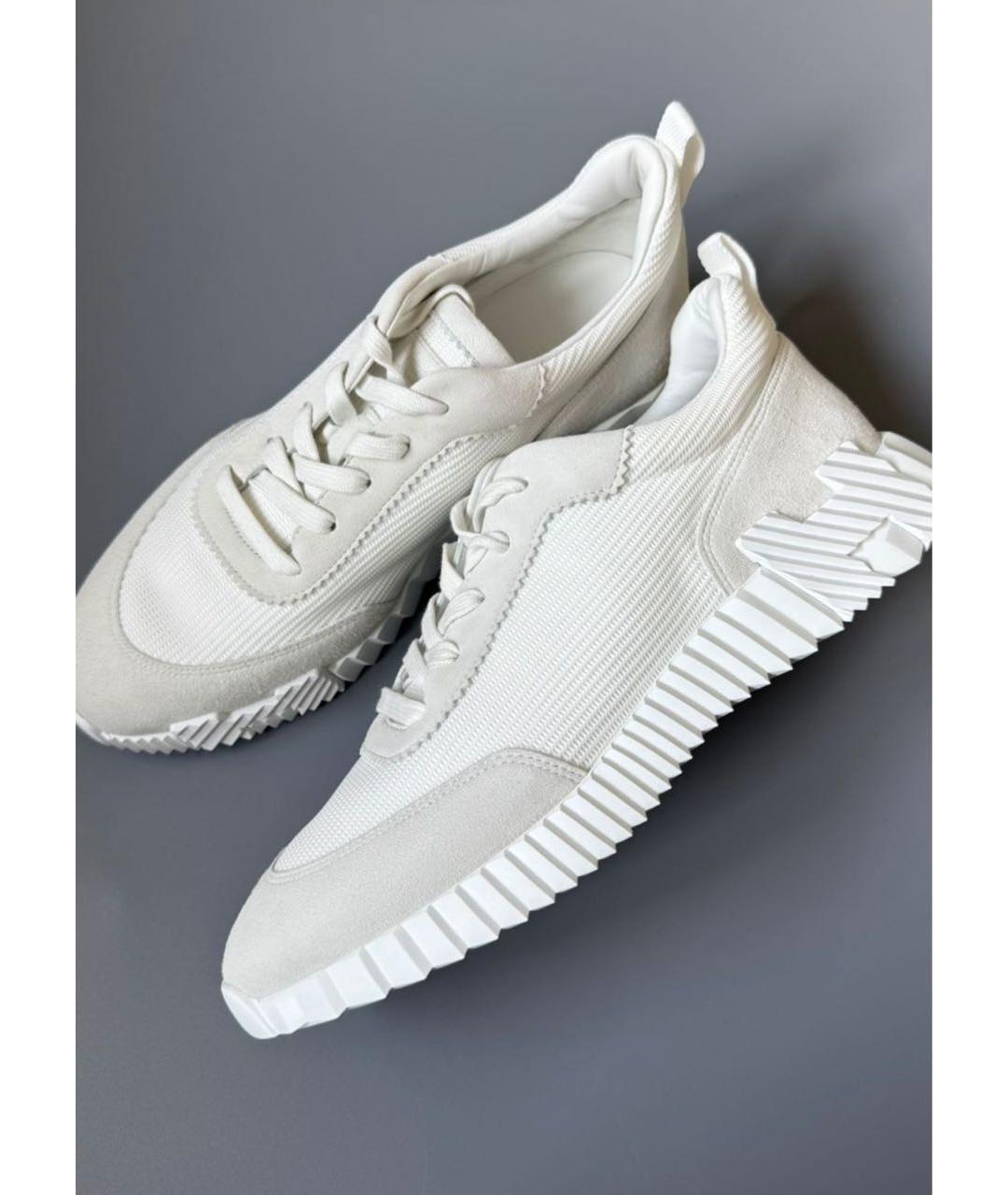 HERMES Белые текстильные низкие кроссовки / кеды, фото 3