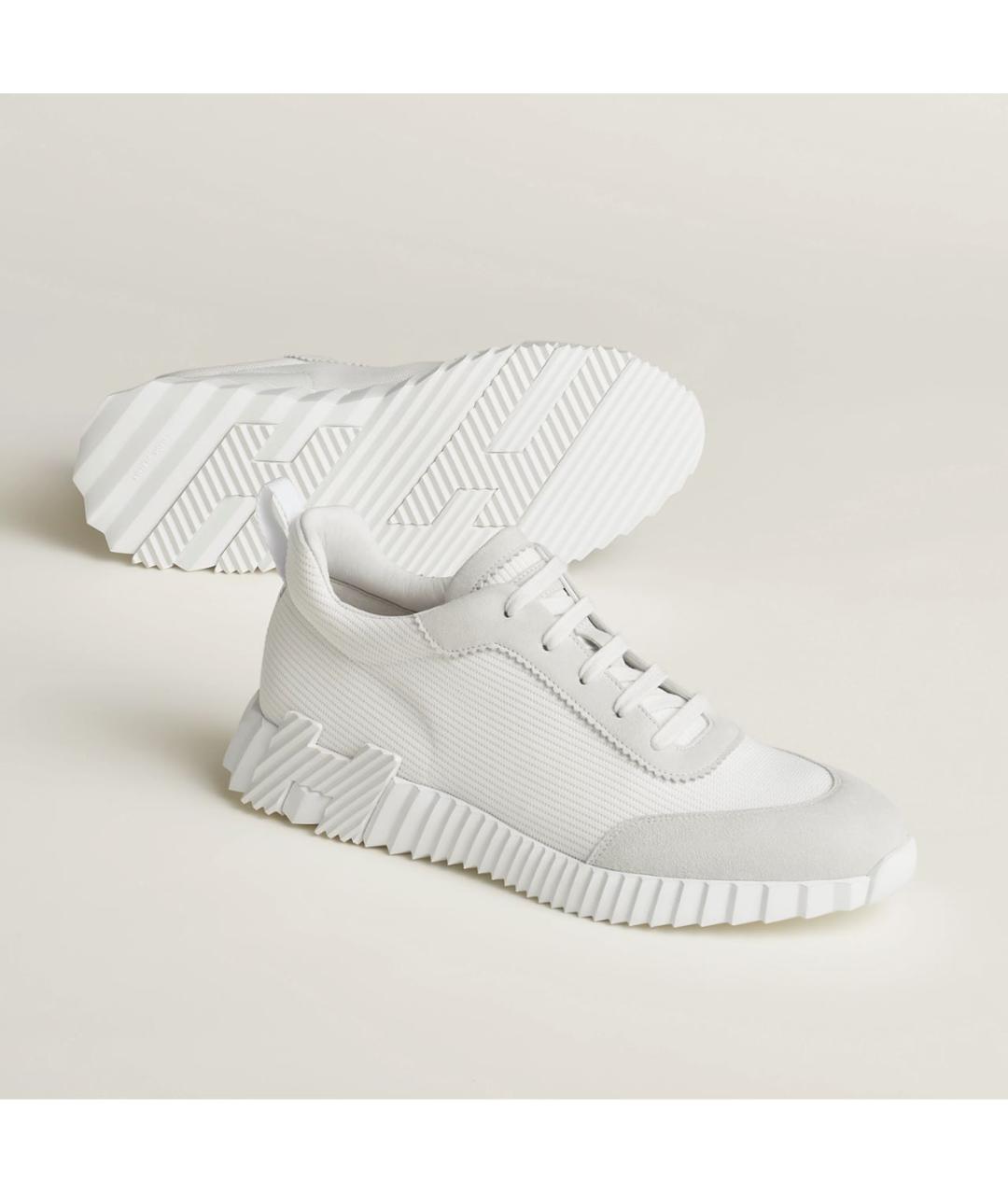 HERMES Белые текстильные низкие кроссовки / кеды, фото 4