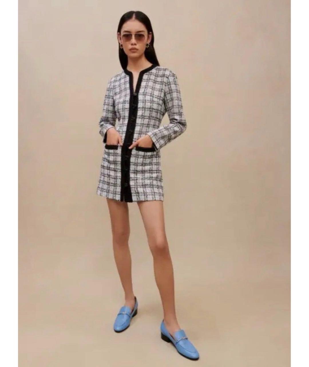 MAJE Голубое твидовое коктейльное платье, фото 2