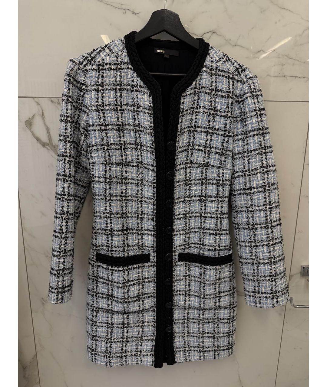 MAJE Голубое твидовое коктейльное платье, фото 9