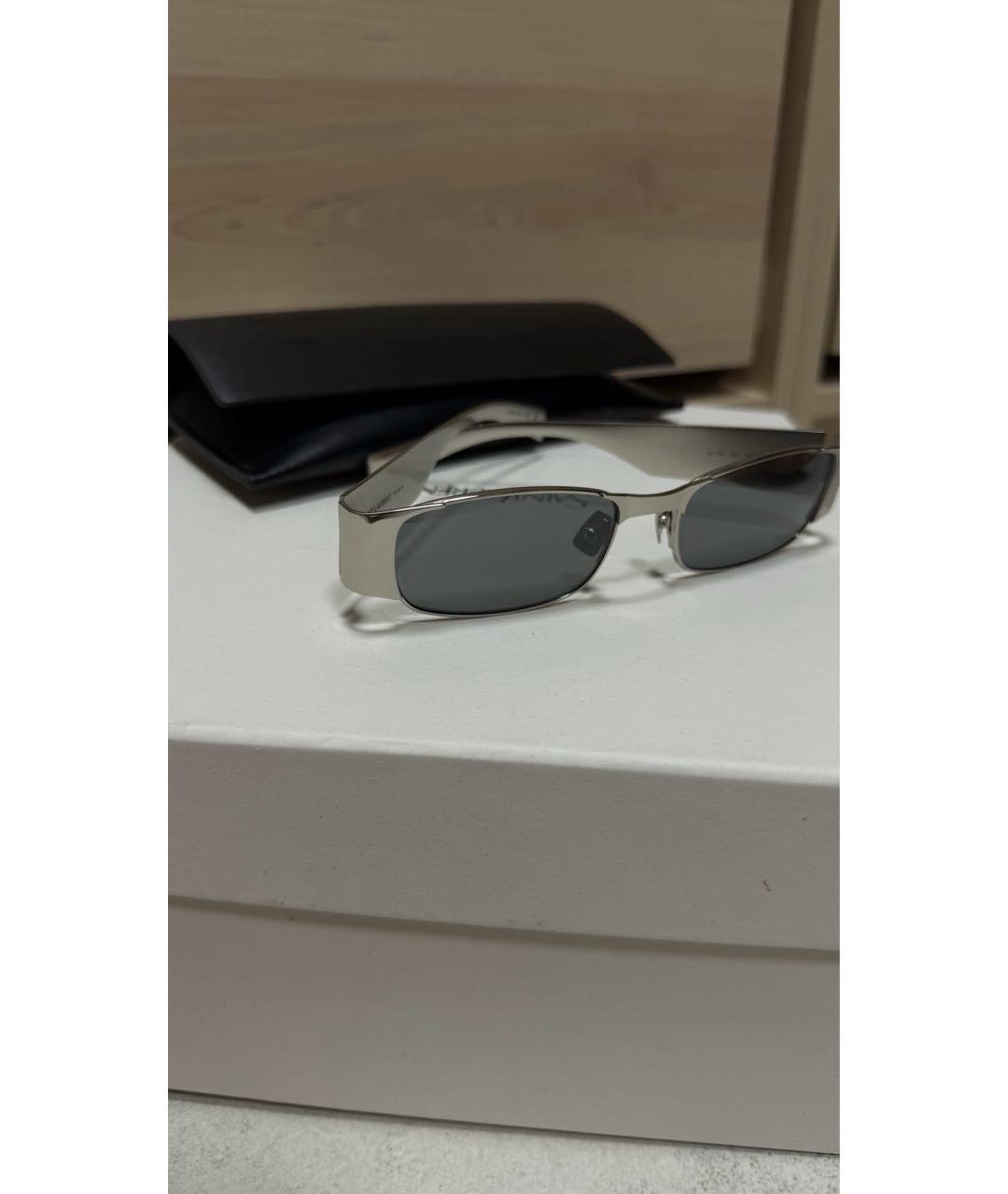 SAINT LAURENT Серебряные металлические солнцезащитные очки, фото 2