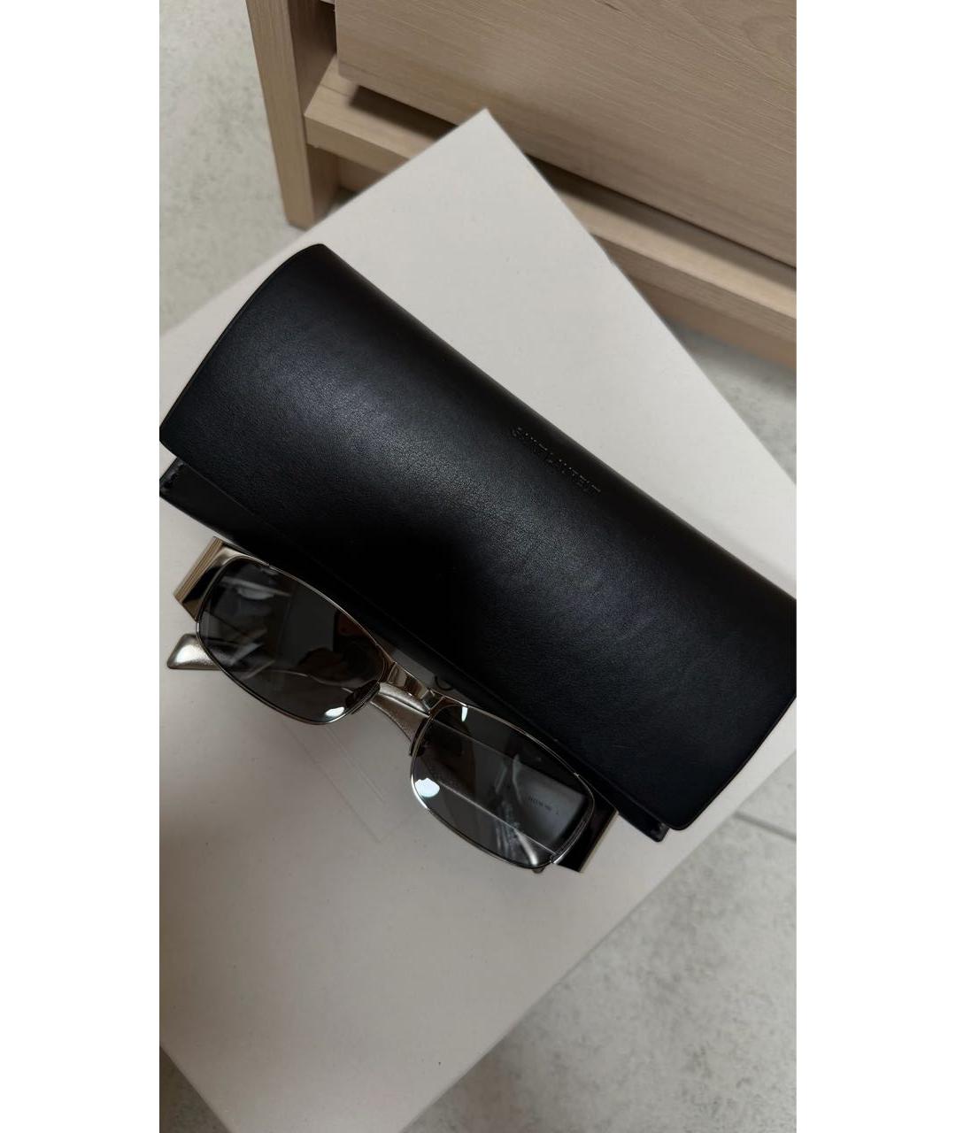 SAINT LAURENT Серебряные металлические солнцезащитные очки, фото 4