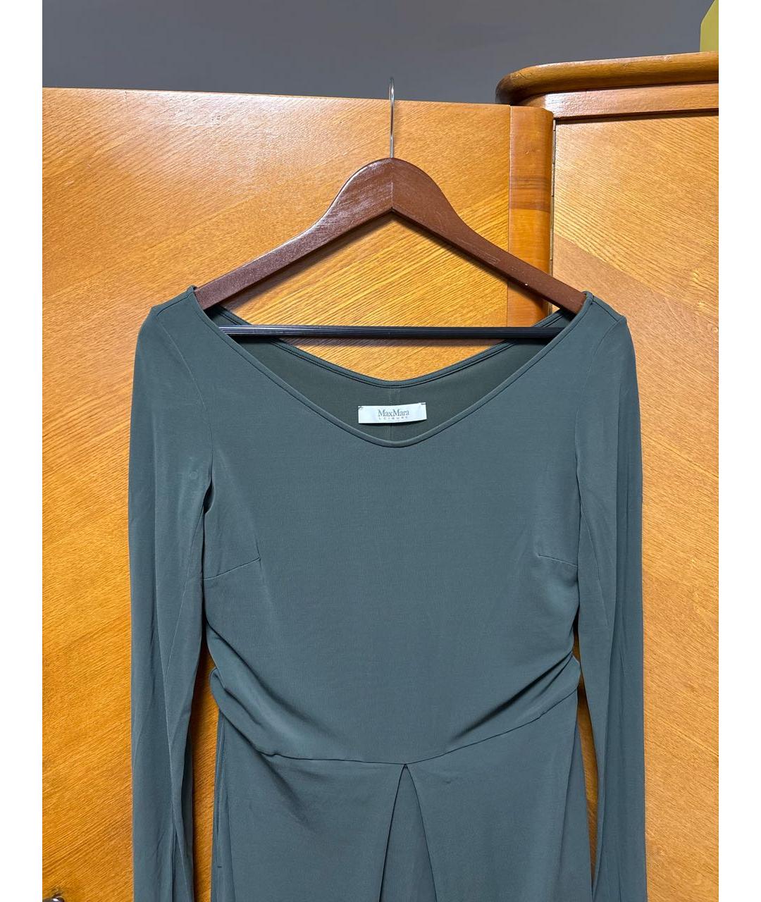 MAX MARA Хаки вискозное повседневное платье, фото 3