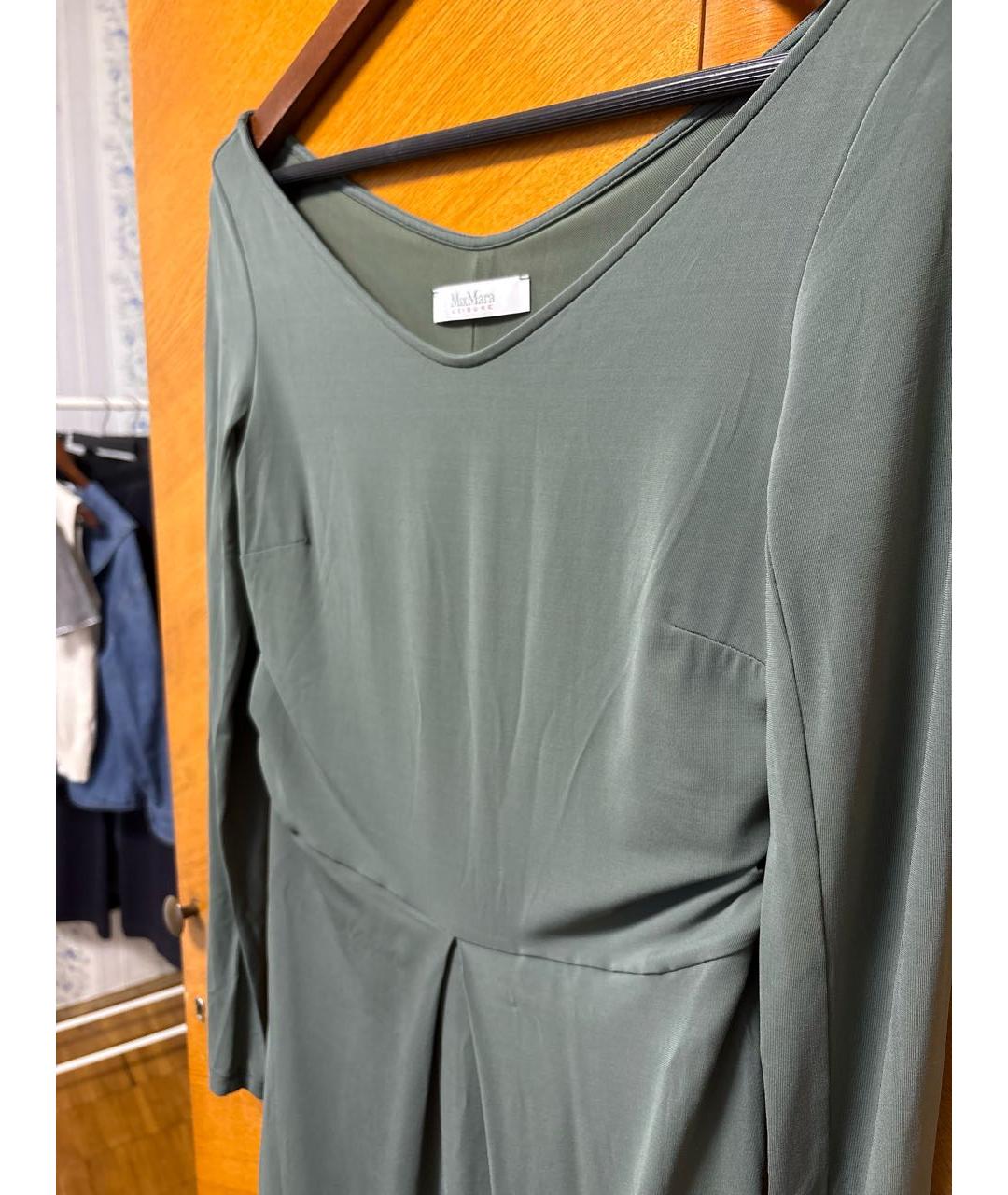 MAX MARA Хаки вискозное повседневное платье, фото 4
