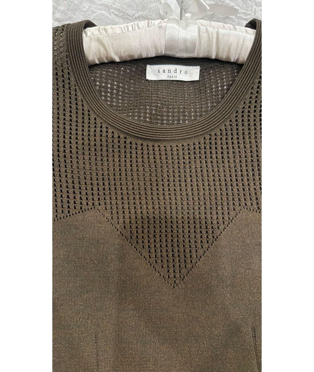 SANDRO Зеленые вискозное повседневное платье, фото 5