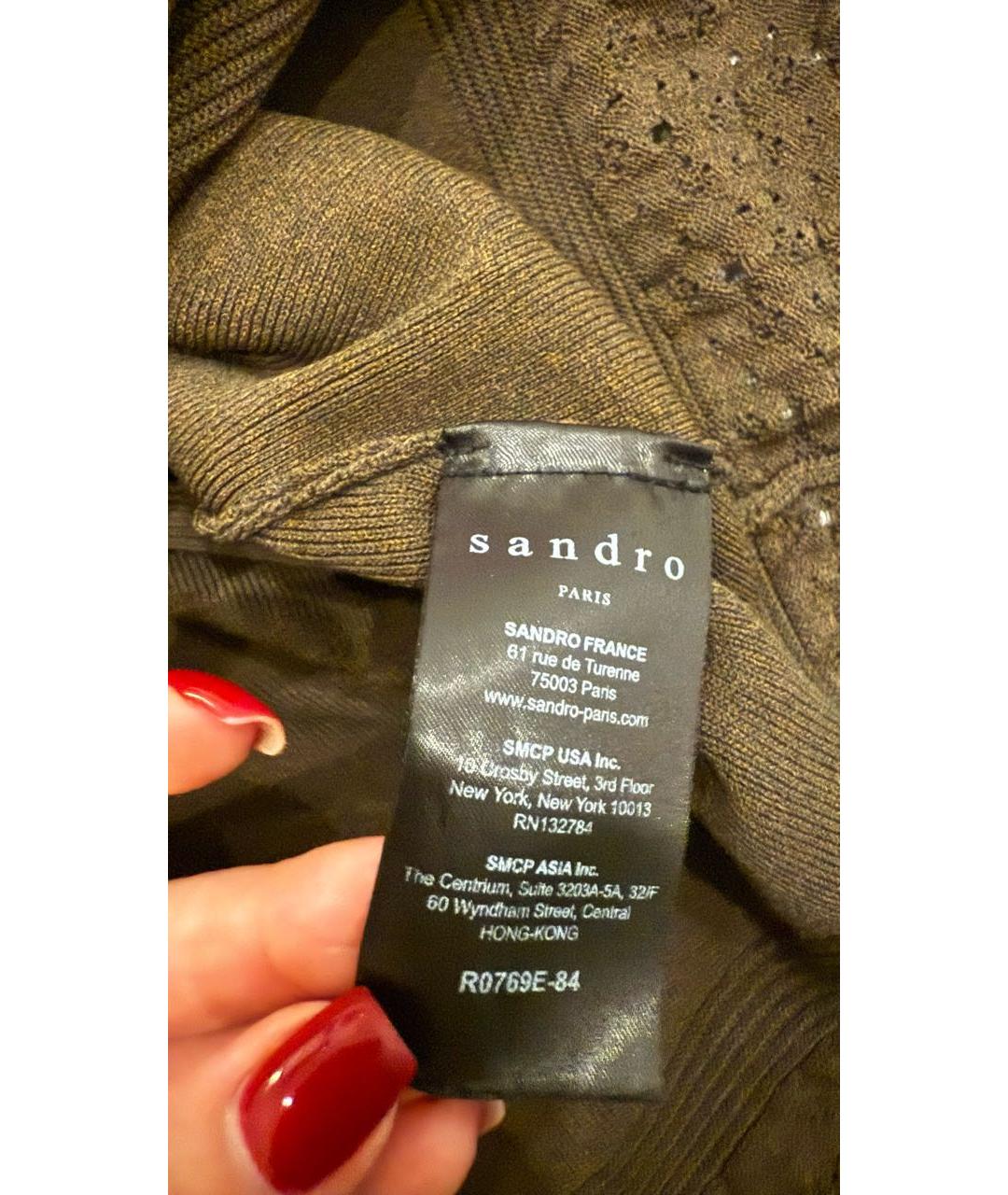 SANDRO Зеленые вискозное повседневное платье, фото 6