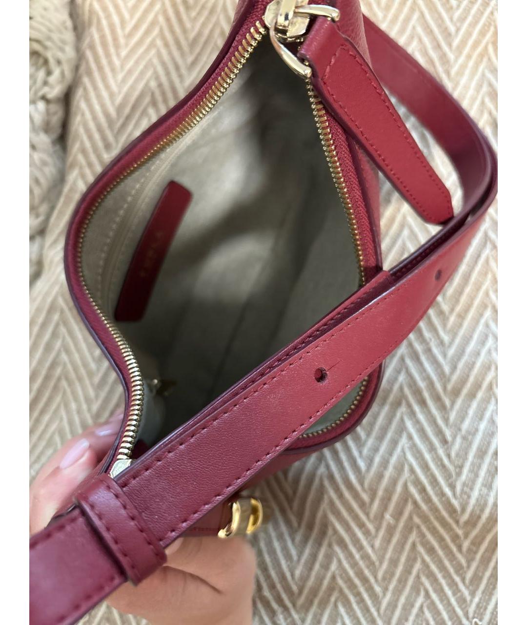 FURLA Бордовая кожаная сумка через плечо, фото 4