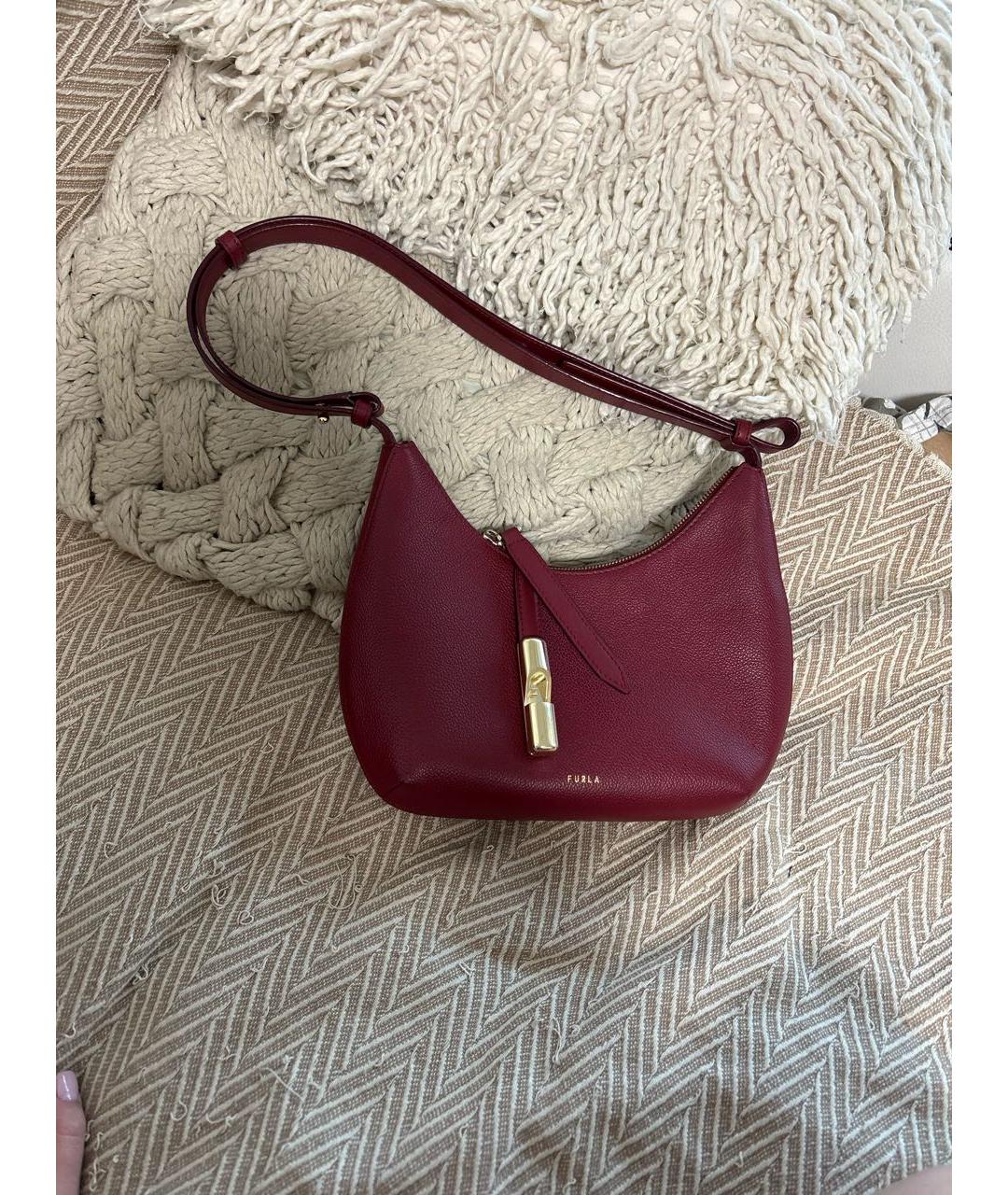 FURLA Бордовая кожаная сумка через плечо, фото 6
