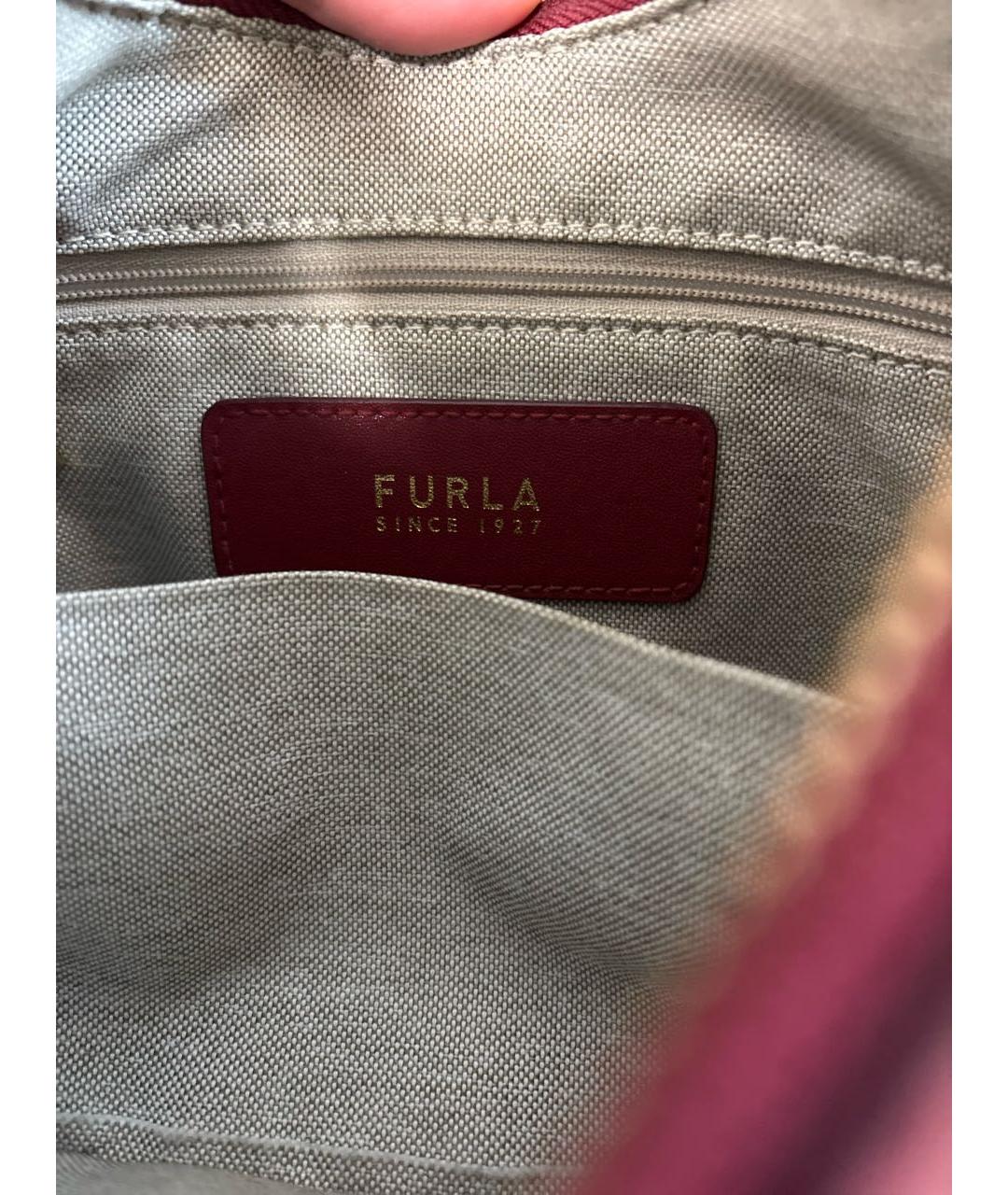 FURLA Бордовая кожаная сумка через плечо, фото 5