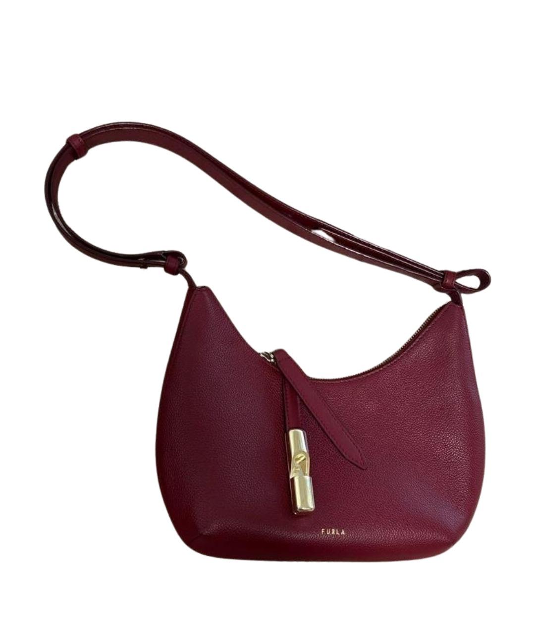 FURLA Бордовая кожаная сумка через плечо, фото 1