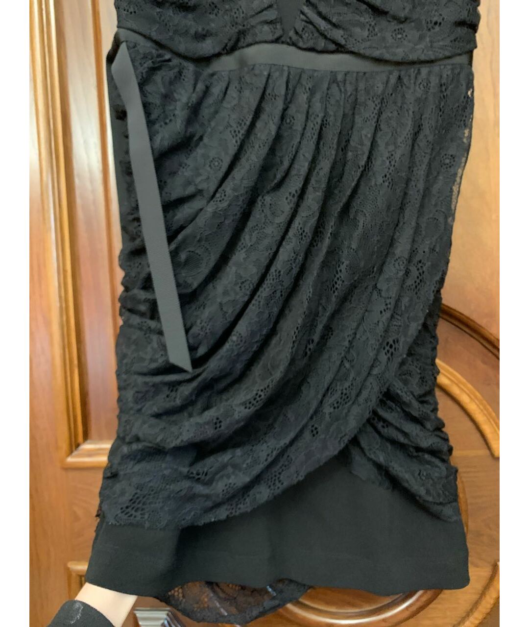 LOVE MOSCHINO Черное кружевное коктейльное платье, фото 5