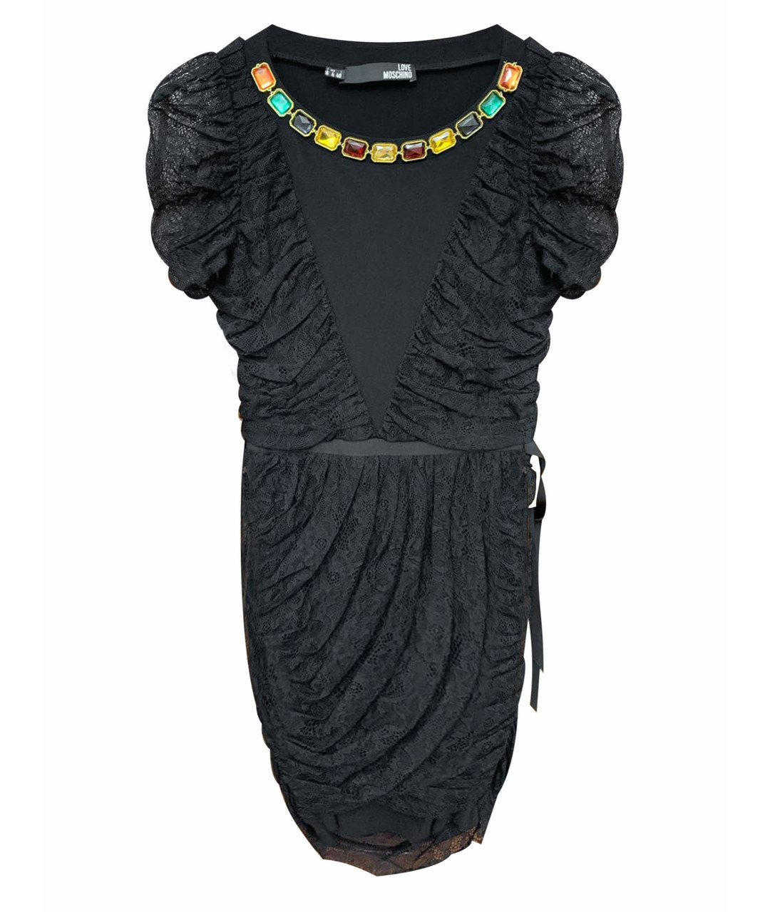 LOVE MOSCHINO Черное кружевное коктейльное платье, фото 1