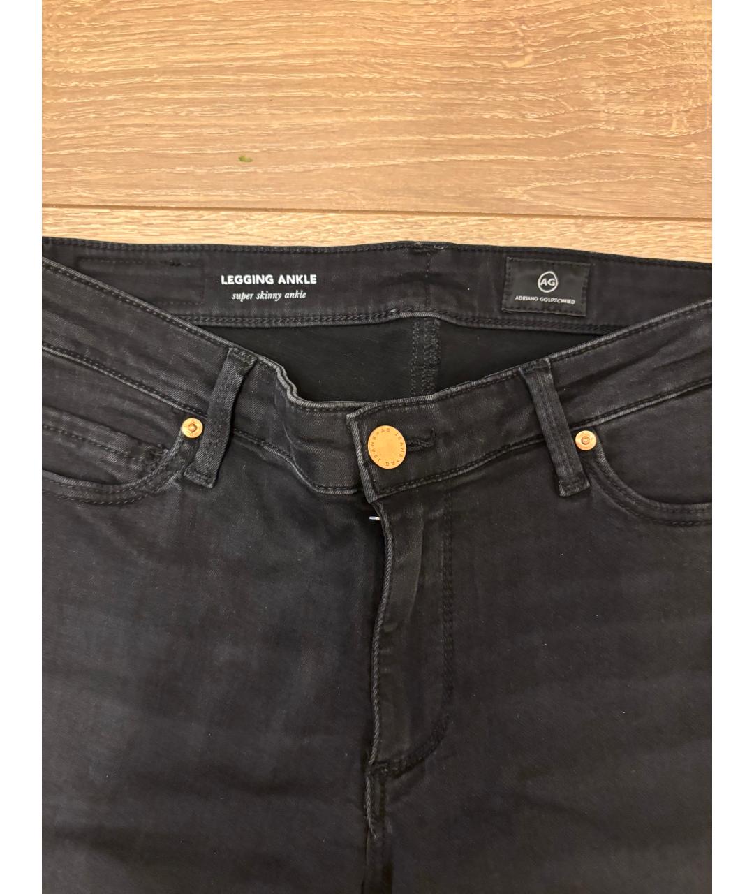 AG JEANS Черные хлопковые джинсы слим, фото 5