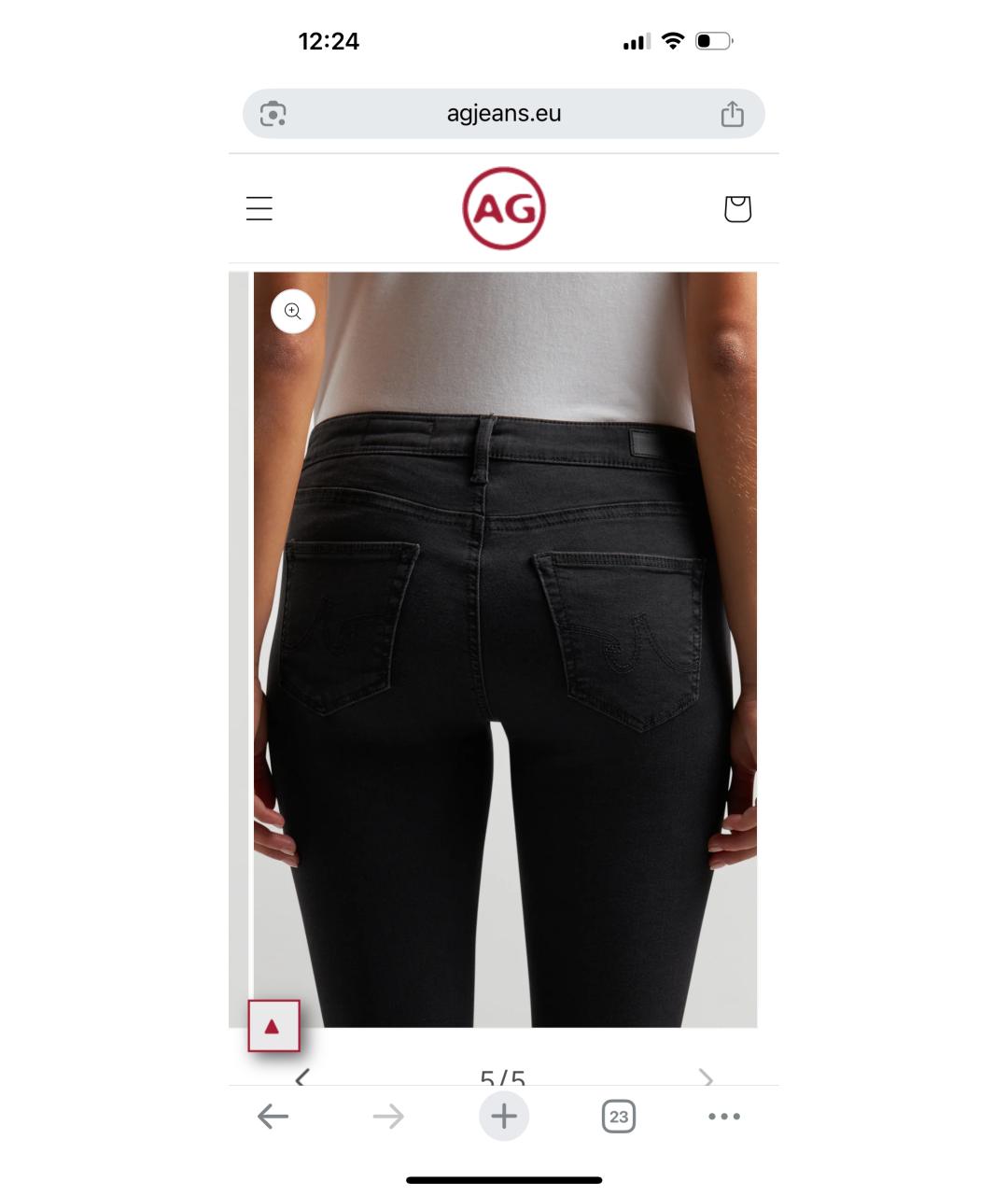 AG JEANS Черные хлопковые джинсы слим, фото 2