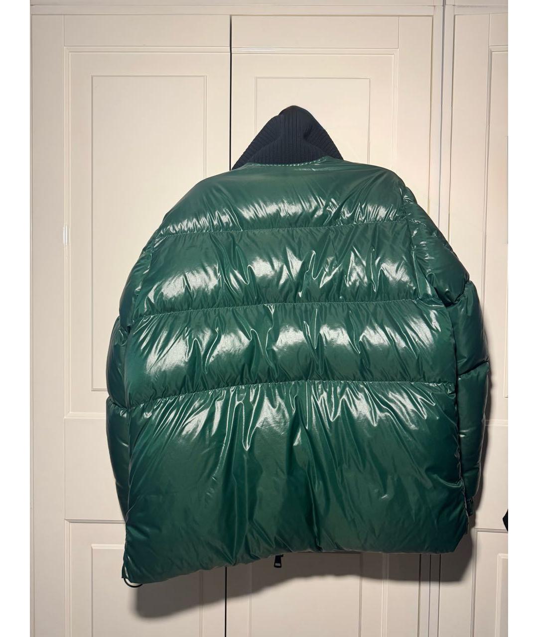 MONCLER Зеленый полиэстеровый пуховик, фото 2