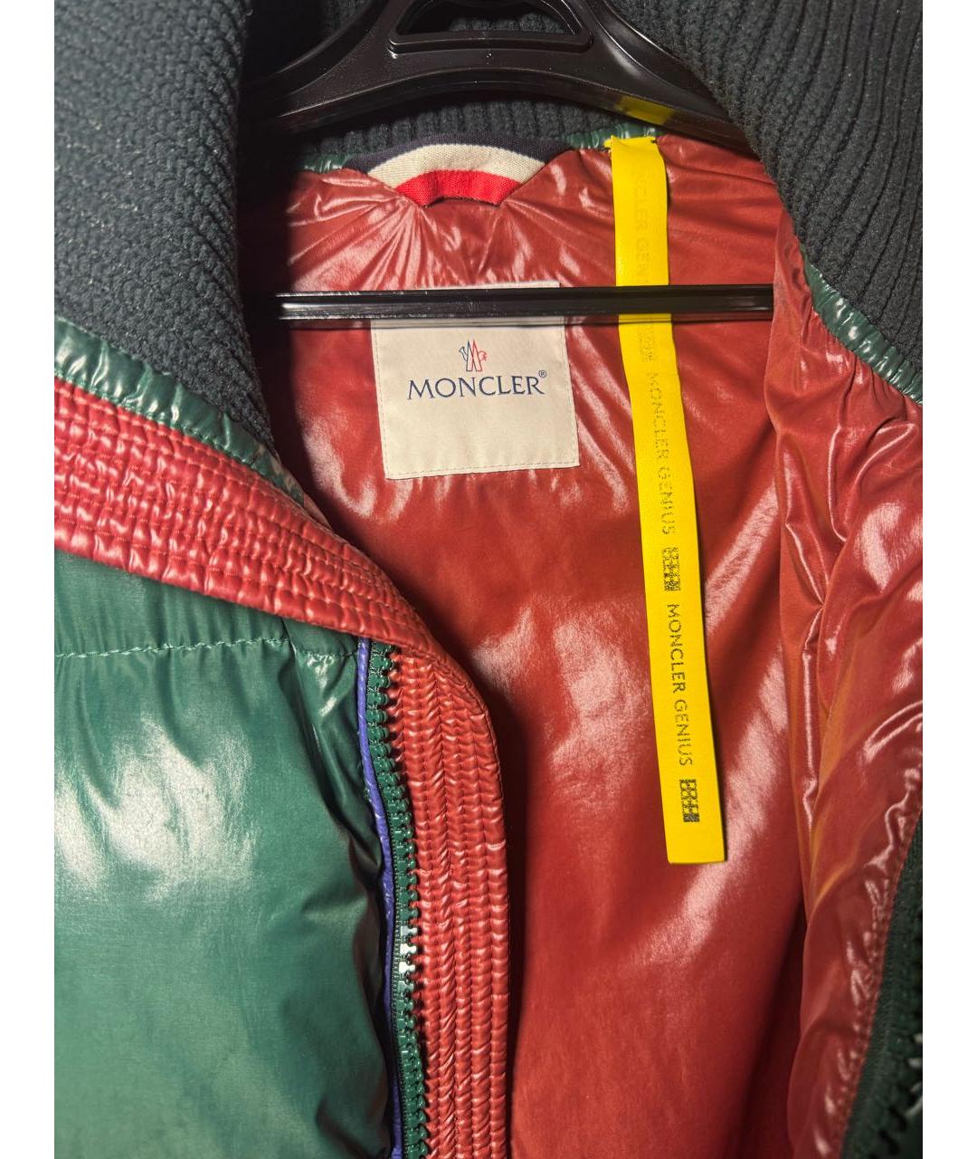 MONCLER Зеленый полиэстеровый пуховик, фото 3