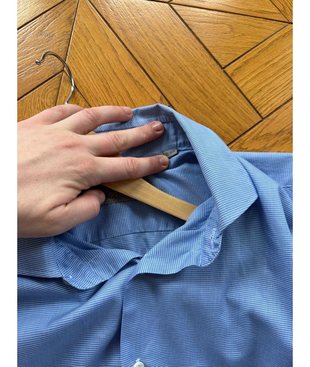 CANALI Синяя хлопковая классическая рубашка, фото 5