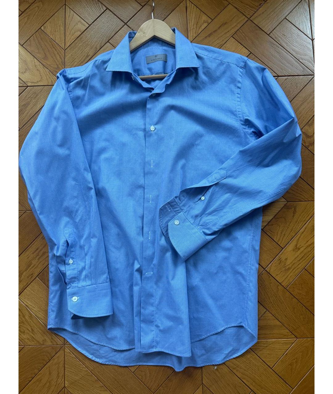 CANALI Синяя хлопковая классическая рубашка, фото 7