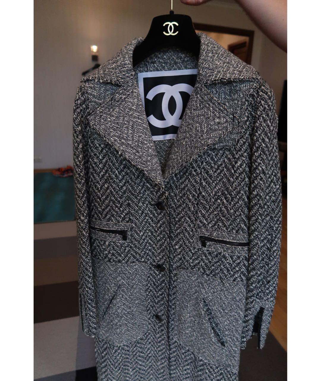 CHANEL Серое шерстяное пальто, фото 4