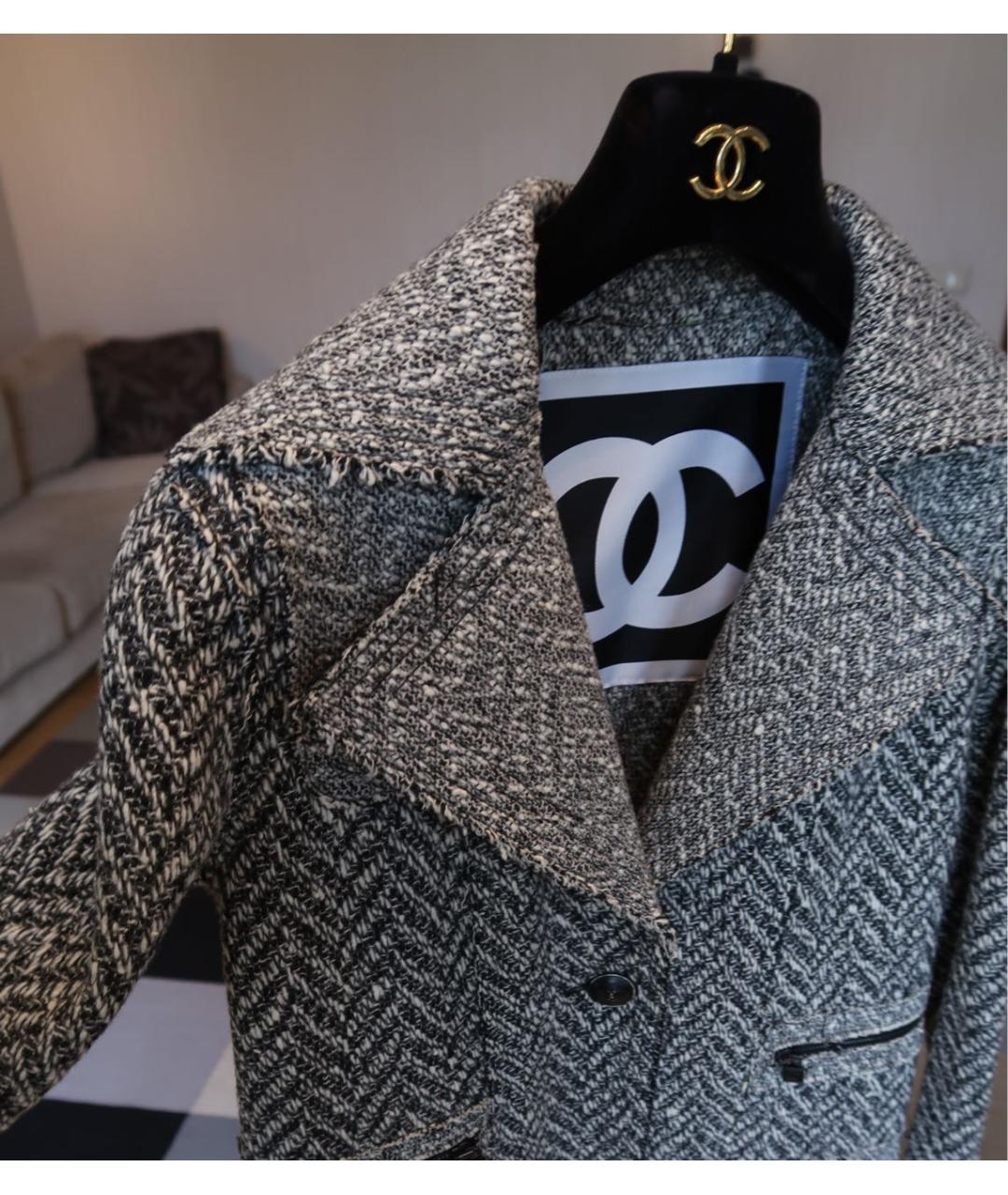 CHANEL Серое шерстяное пальто, фото 3