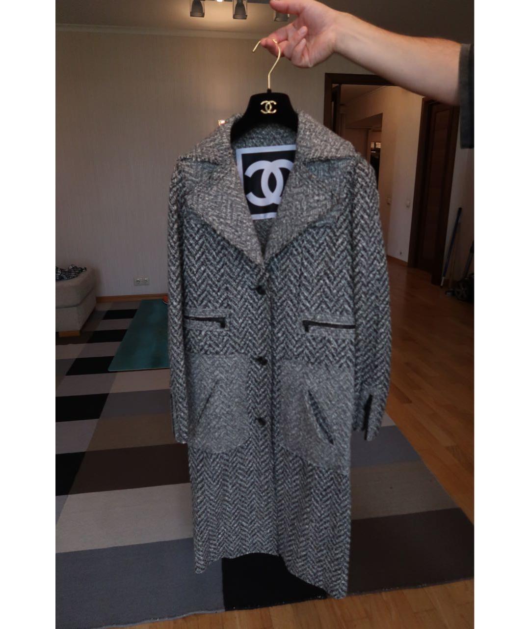 CHANEL Серое шерстяное пальто, фото 5