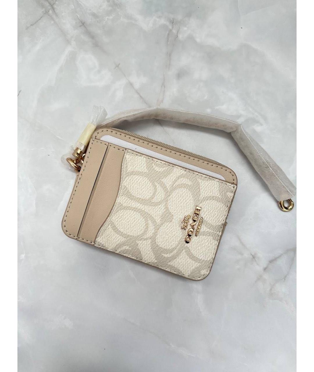 COACH Бежевый кожаный кошелек, фото 2