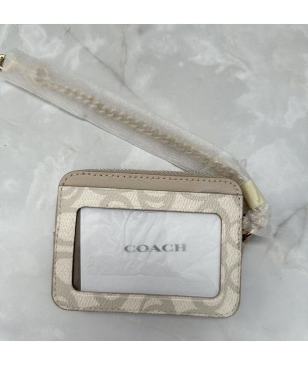 COACH Бежевый кожаный кошелек, фото 3