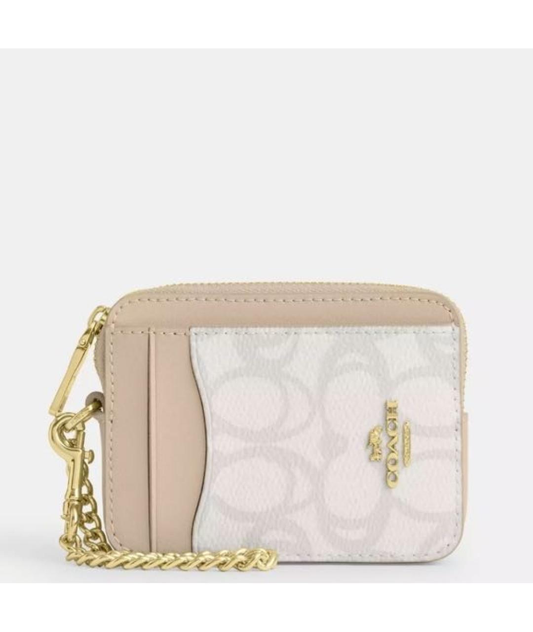 COACH Бежевый кожаный кошелек, фото 5