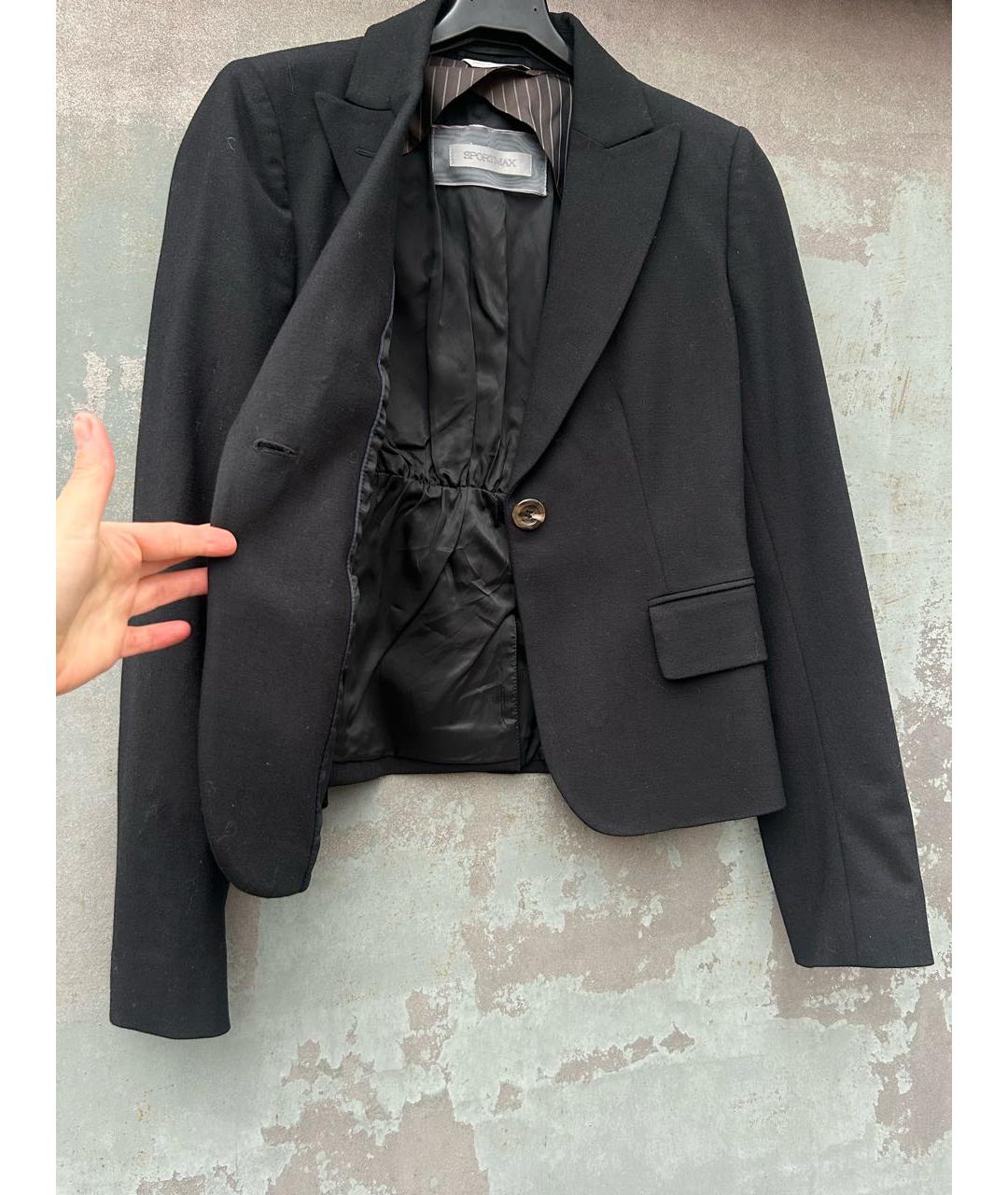 SPORTMAX Черный шерстяной жакет/пиджак, фото 5