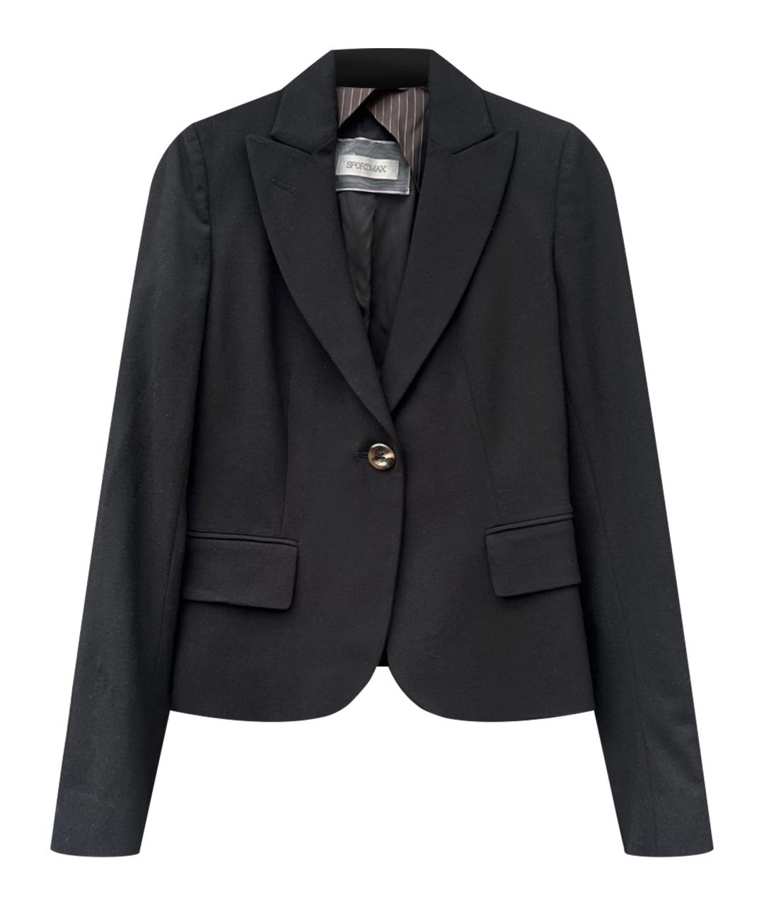 SPORTMAX Черный шерстяной жакет/пиджак, фото 1