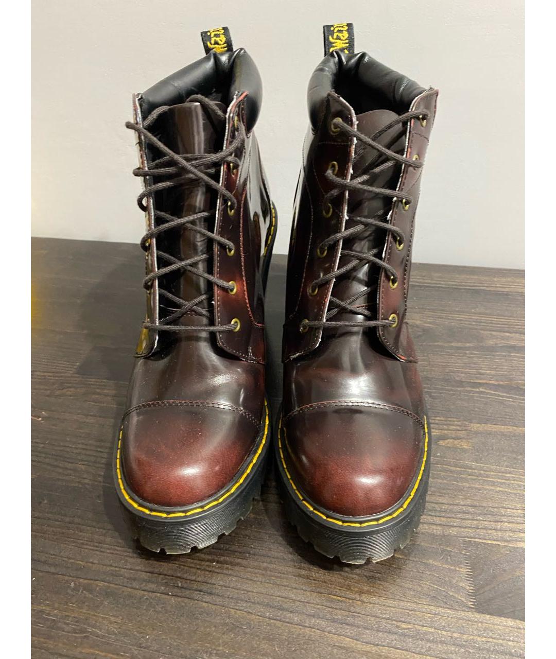 DR. MARTENS Бордовые ботинки из лакированной кожи, фото 3